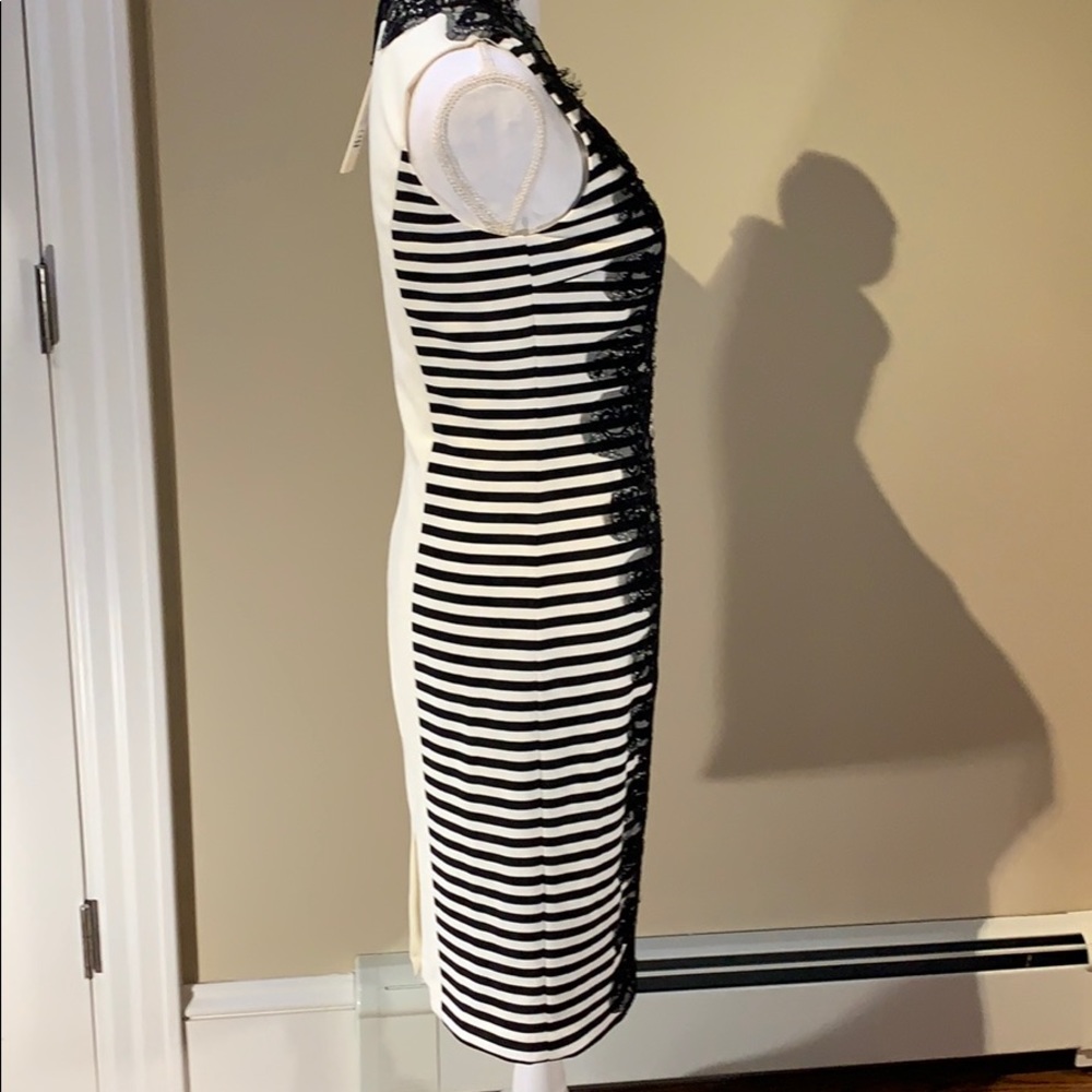 NWT flattering ivory and black sleeveless dress - Picture 7 of 9